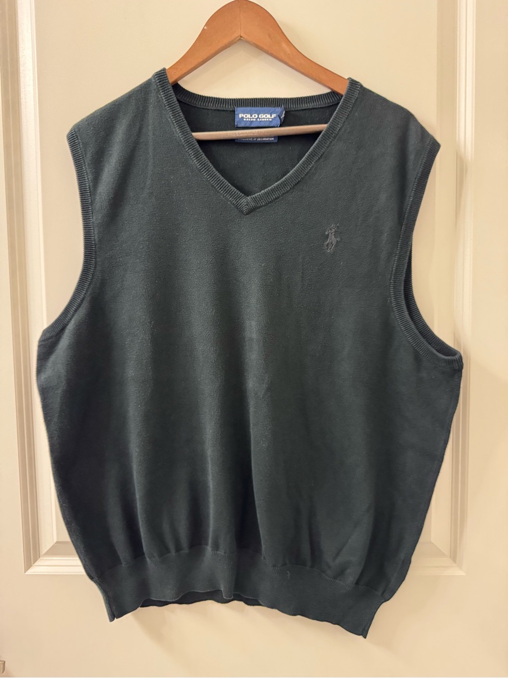 Vintage Polo Golf Ralph Lauren Lightweight Knit Sweater Vest Black Men’s Size XL